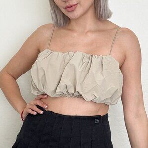 Zara Tan Cropped Tube Bandeau Top Size Medium